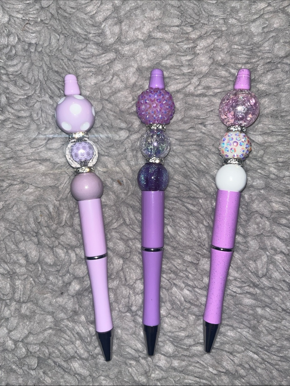 Purple Beaded 3pc pen set-Cute friendly fun gift giving ready all occasions 57